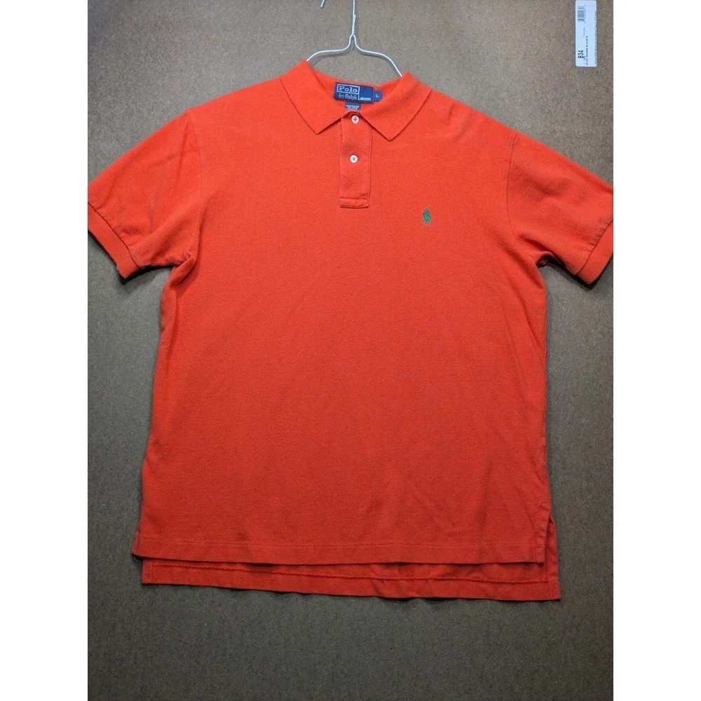 Polo Ralph Lauren Mens Large Orange Cotton Short Sleeve Pony Logo Polo Shirt